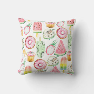 Coussin Aquarelle fruits tropicaux, glace motif.