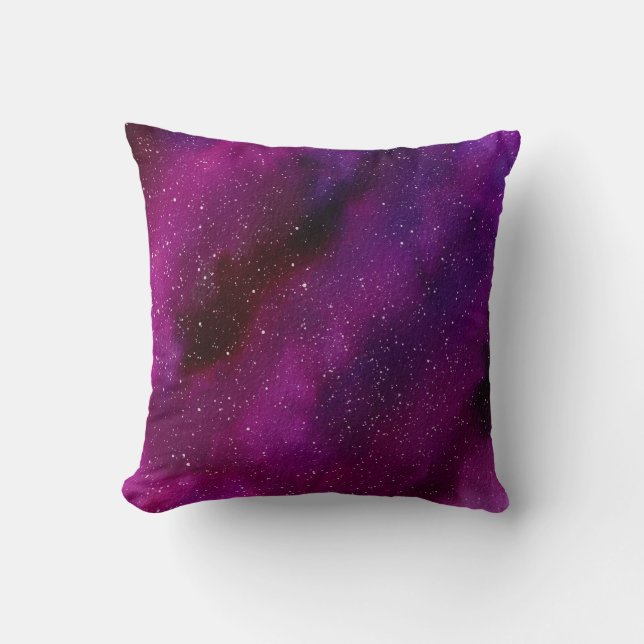Coussin Aquarelle Galaxies rose violet (Recto)