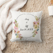 Coussin Aquarelle géométrique Monogramme Mariage floral (Couverture)