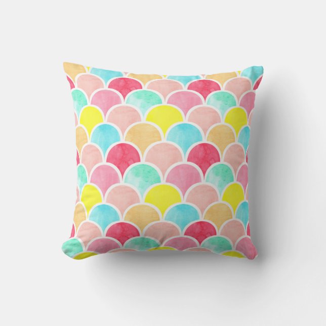 Coussin aquarelle géométrique sans couture motif, échelles (Recto)