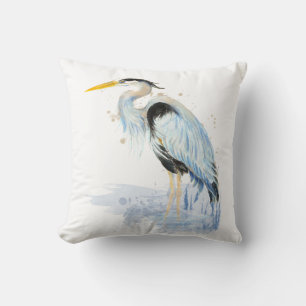 Coussin Aquarelle Grand Héron Bleu Nature sauvage
