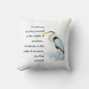 Coussin Aquarelle Great Blue Heron Citation Inspirante