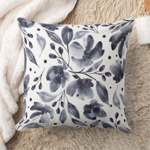 Coussin Aquarelle gris et blanc Mona réversible
