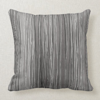 Coussin Aquarelle grise rayée blanche et noire