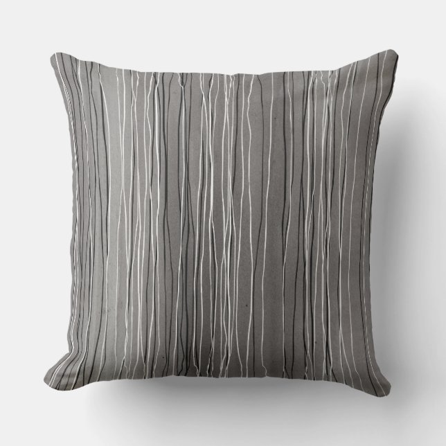 Coussin Aquarelle grise rayée blanche et noire (Recto)