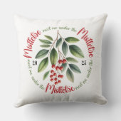 Coussin Aquarelle Gui Houx Baies Noël (Verso)