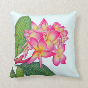 Coussin Aquarelle hawaïenne de Plumeria