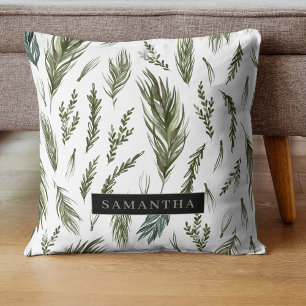 Coussin Aquarelle Hiver Vert Motif sans couture