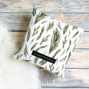 Coussin Aquarelle Hiver Vert Motif sans couture