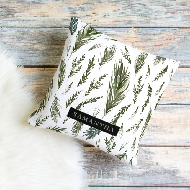 Coussin Aquarelle Hiver Vert Motif sans couture (Créateur téléchargé)