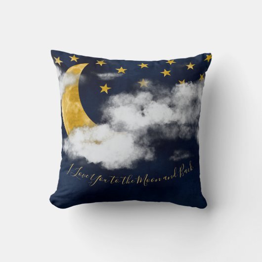 Coussin Aquarelle I Love You to the Moon and Back Quote (Recto)