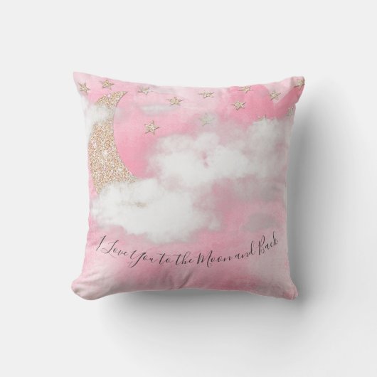 Coussin Aquarelle I Love You to the Moon and Back Quote (Recto)
