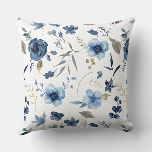 Coussin Aquarelle Ice Blue Floral (Verso)