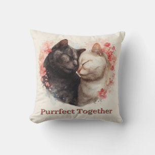 Coussin Aquarelle Illustration de deux chats étourdissant