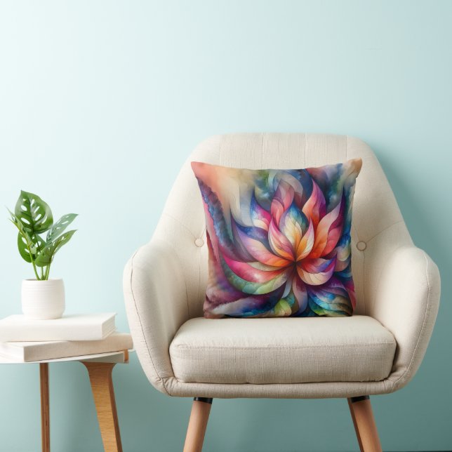 Coussin Aquarelle Imaginaire Abstrait Fleur fractale moder (Chaise)