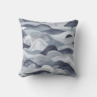 Coussin Aquarelle Indigo Vague sans fil