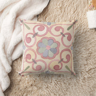 Coussin Aquarelle italienne espagnole Majolica rose