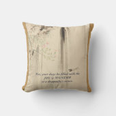 Coussin Aquarelle japonaise Cascade Libellules Roses (Recto)