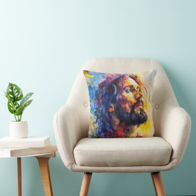 Coussin Aquarelle Jésus Christ (Chaise)