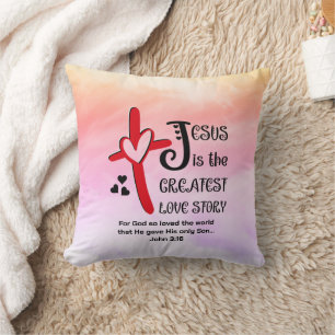 Coussin Aquarelle JÉSUS LA PLUS GRANDE HISTOIRE D'AMOUR Ch