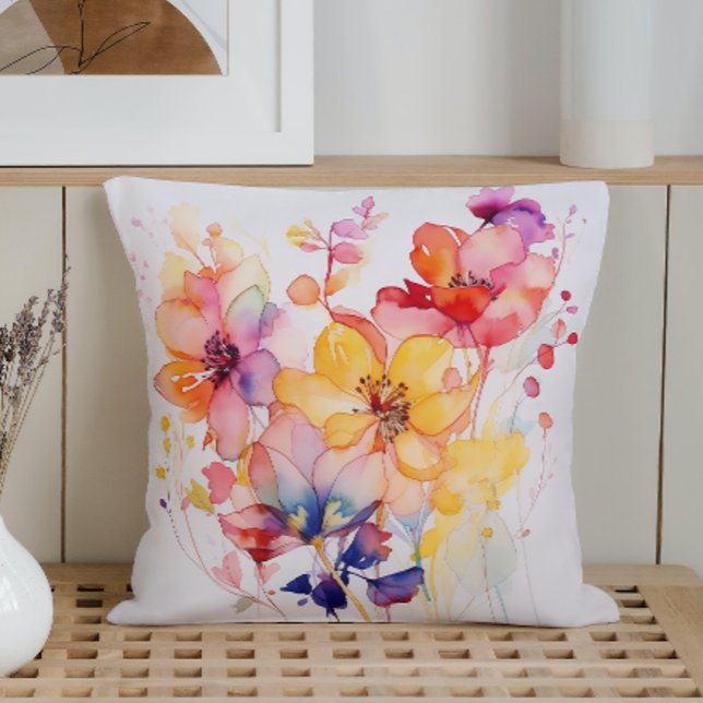Coussin Aquarelle Jeu de Pétales Abstraits (Créateur téléchargé)