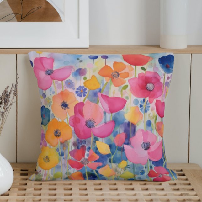 Coussin Aquarelle Jeu de Pétales Abstraits (Créateur téléchargé)