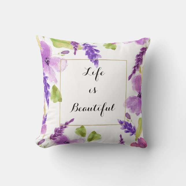 Coussin Aquarelle jolie violette Florale (Recto)