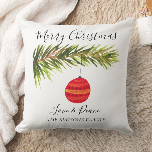 Coussin Aquarelle Joyeux sapin de Noël Joyeux et lumineux (Couverture)