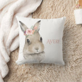 Coussin Aquarelle lapin de bois Nom personnalisé (Couverture)