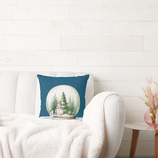 Coussin Aquarelle Lapin de Noël et Snowman (Canapé)
