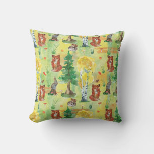 Coussin Aquarelle Lapin, Hérisson, renard
