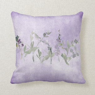 Coussin Aquarelle lavande florale chic