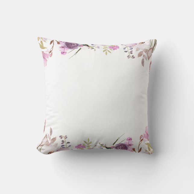 Coussin Aquarelle Lavande Violette Lilac Chic Floral (Recto)