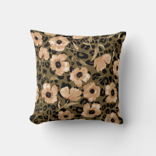 Coussin Aquarelle léopard floral : Motif sans fin