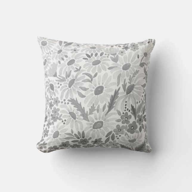 Coussin Aquarelle. Les fleurs du champ. Chamomille (Recto)