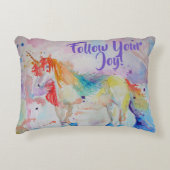 Coussin aquarelle licorne arc-en-ciel (Devant)