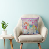 Coussin aquarelle licorne arc-en-ciel (Chaise)