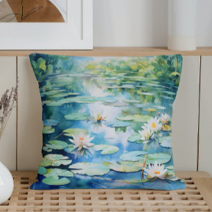 Coussin Aquarelle Lily Pond Serenity