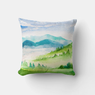 Coussin Aquarelle : Majestic Mountain Scenery.