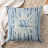 Coussin Aquarelle marine bandes bleu gris marine monogramm (Couverture)