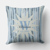 Coussin Aquarelle marine bandes bleu gris marine monogramm (Verso)