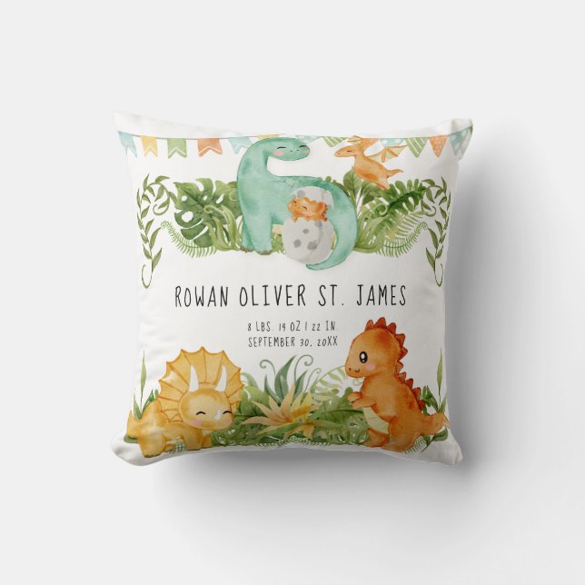 Coussin Aquarelle mignonne Dinosaur Baby Nursery Statistiq (Recto)