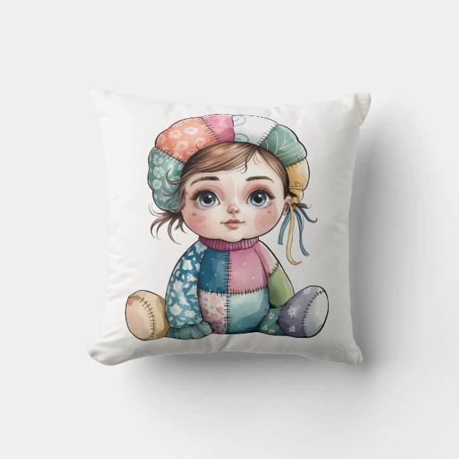 Coussin Aquarelle mignonne Patchwork bébé Femme de neige (Recto)