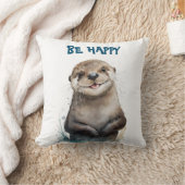 Coussin Aquarelle mignonne souriante Bonne Otter (Couverture)