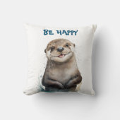 Coussin Aquarelle mignonne souriante Bonne Otter (Recto)