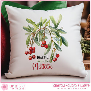 Coussin Aquarelle Mistletoe Noël