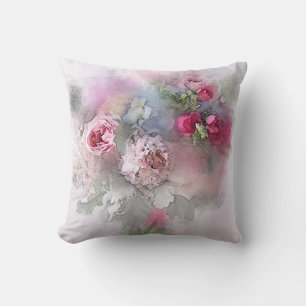 Coussin Aquarelle modèle Roses Fleurs Floral Élégant