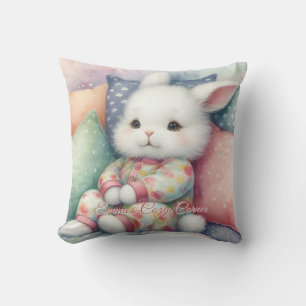 Coussin Aquarelle Moderne Lapin Mignon Personnalisé
