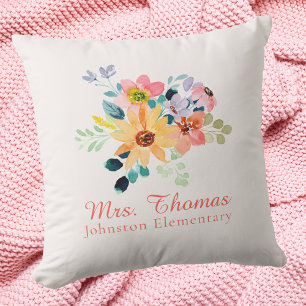 Coussin Aquarelle moderne mignonne Appréciation de l'ensei