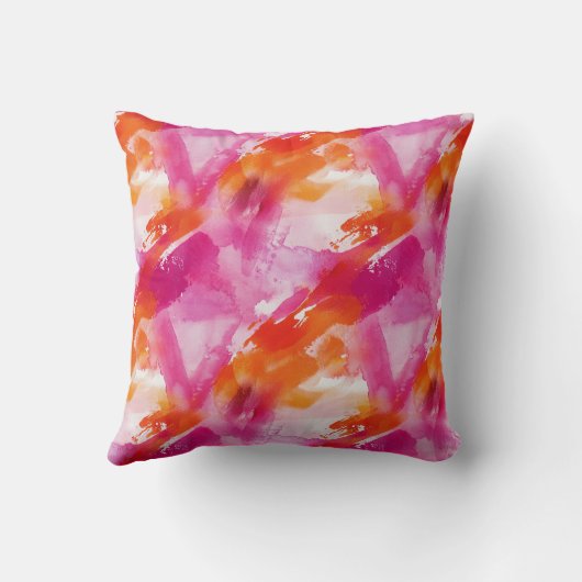 Coussin Aquarelle Monogram Orange Rose Abstrait (Verso)